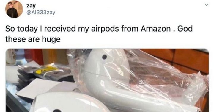 某人在亞馬遜上買 AirPods，但送來的卻是巨人尺寸