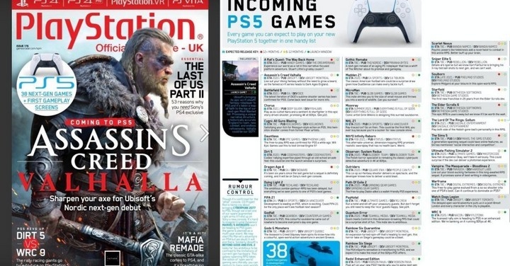 官方雜誌公佈38款首波登上 PlayStation 5 遊戲，但尚未包含平台獨佔作品