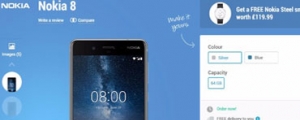 提升買氣，在英國預購 Nokia 8 新旗艦多送一支智慧錶 