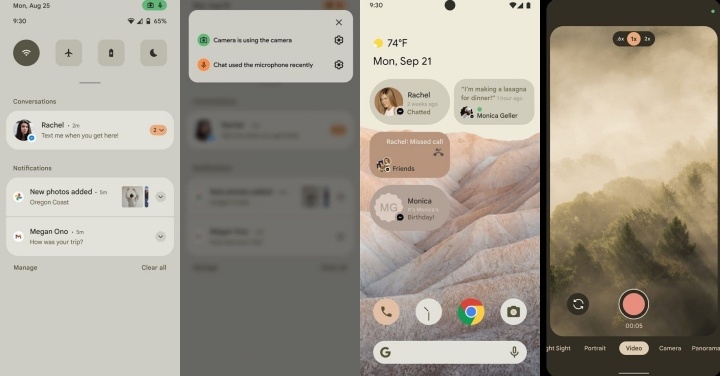 Android 12 初步介面截圖流出,取用麥克風、相機均有明顯提示