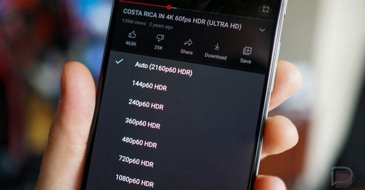 YouTube 現在開放手機的 4K60p HDR 畫質播放