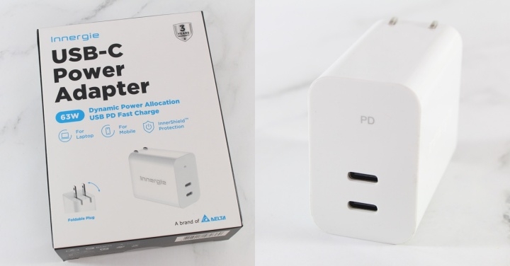 台達 Innergie C6 Duo 63W 雙埠USB Type-C萬用充電器 搭配 林帝LINDY Apple認證傳輸線-快速穩定充電完美組合