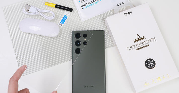 三星 Galaxy S23 Ultra 保護貼首選！hoda UV 全貼合玻璃保護貼實作