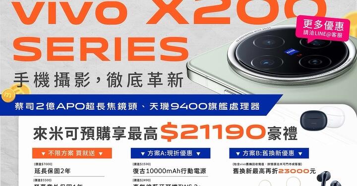 【獨家】米可手機館預購 vivo X200 系列，超狂好禮總價值破兩萬！