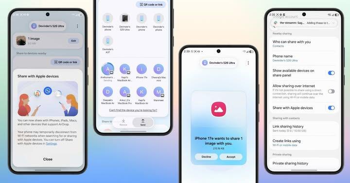 S26 系列開放 AirDrop 互傳檔案