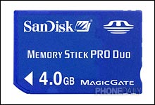 MS Pro Duo 4G 記憶卡　SanDisk 領先上市