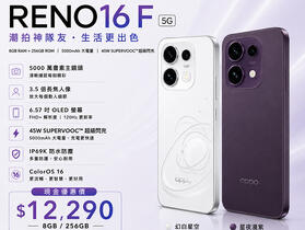 【桃園促銷】OPPO Reno 16F 5G(8GB+256GB) 萬元出頭入手有夠超值，現貨只要 $12,290 元！(8/28~9/4)