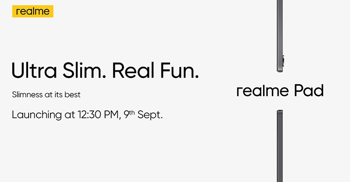 realme Pad 將在 9 月 9 日正式發表,主打 6.9mm 超輕薄機身