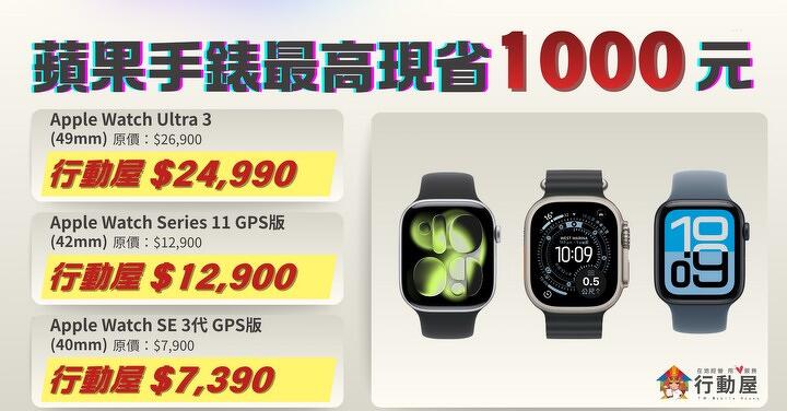 【桃園促銷】蘋果手錶新春下殺最高現省 1000 元！Apple Watch Ultra 3 現貨只要 24,990 元！（1/23 ~ 1/29）